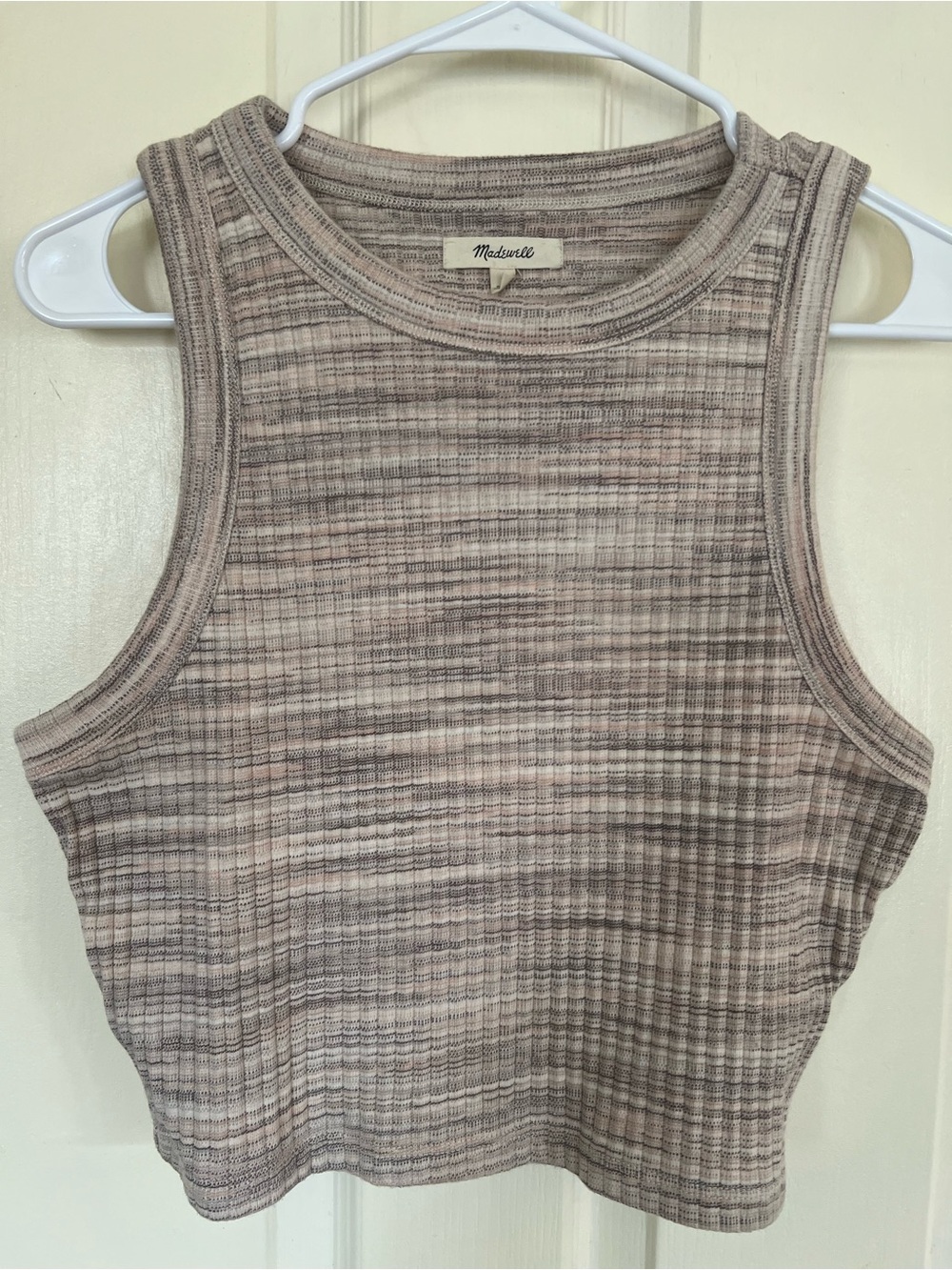 Madewell Medium Space Dye Ribbed Tank Top Taupe Neutral